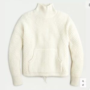 J Crew Front-Pocket Ivory Turtleneck Sweater